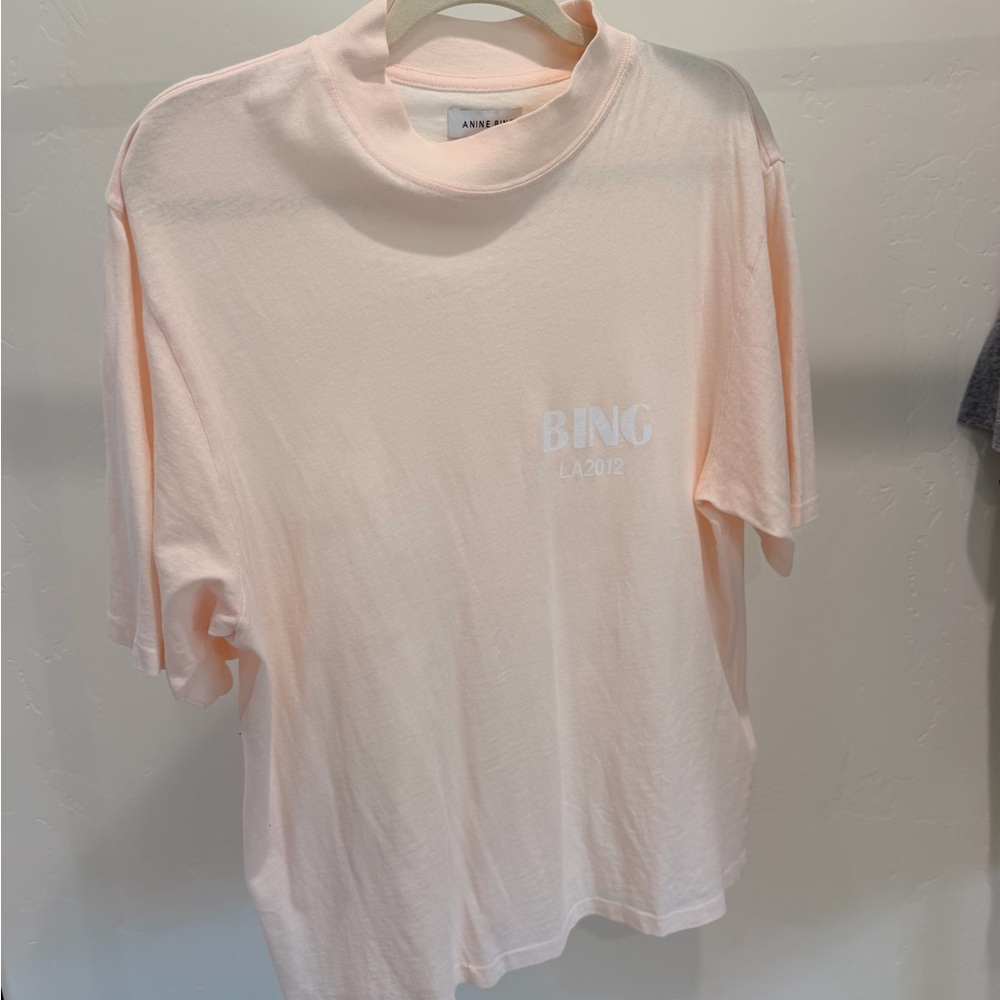 Anine Bing Light Peach Short Sleeve Logo T Shirt